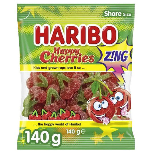 HARIBO Sour Happy Cherries - 140g (BOX OF 14)