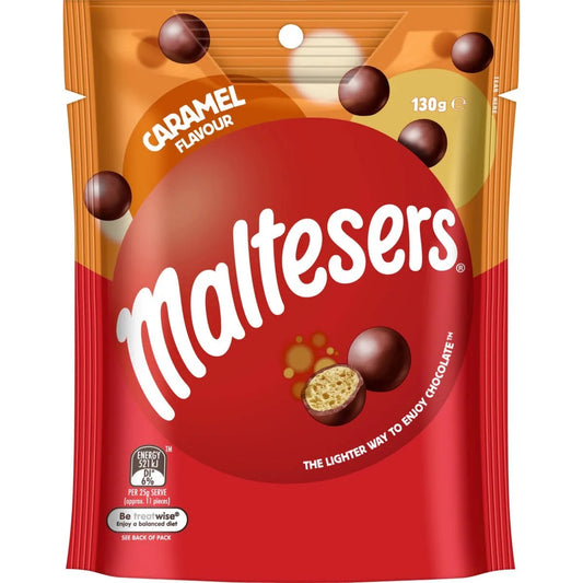 MALTESERS Caramel & Chocolate Malt Balls - 130g (BOX OF 12)