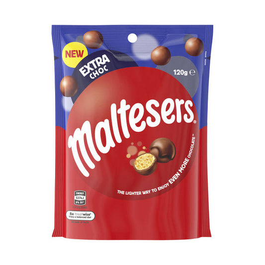 MALTESERS Extra Choc Malt Balls - 120g (BOX OF 12)