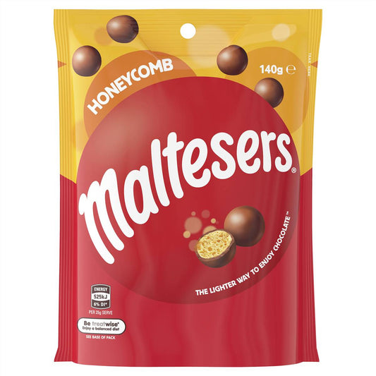 MALTESERS Honeycomb & Chocolate Malt Balls - 130g (BOX OF 12)