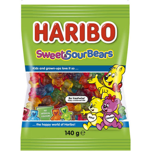 HARIBO Sweet & Sour Bears - 140g (BOX OF 14)