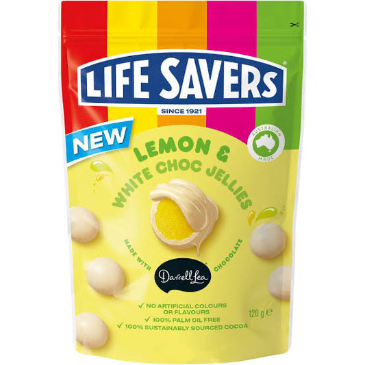 LIFESAVERS Lemon & White Choc Jellies - 120g (BOX OF 12)