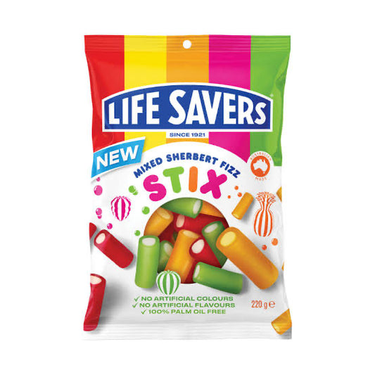 LIFESAVERS Mixed Sherbet Fizz Stix - 220g (BOX OF 12)